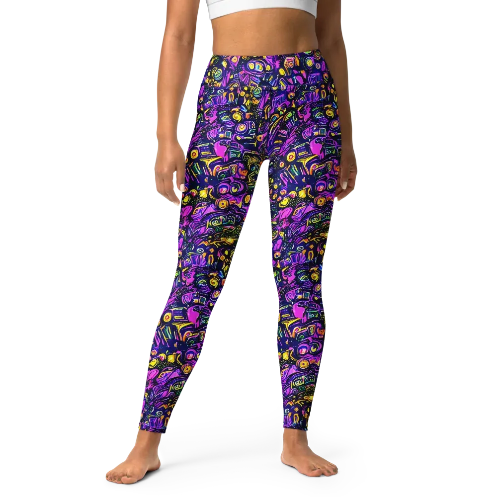 Magenta Voltage on Yoga Leggings — Front