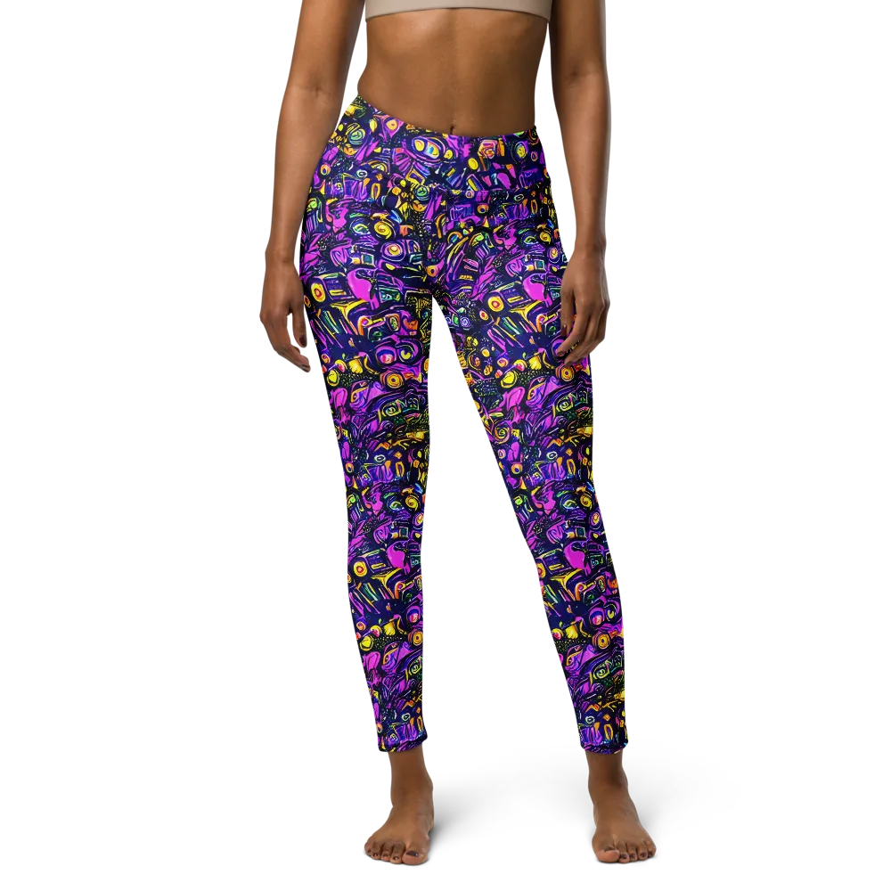 Magenta Voltage on Yoga Leggings — Front