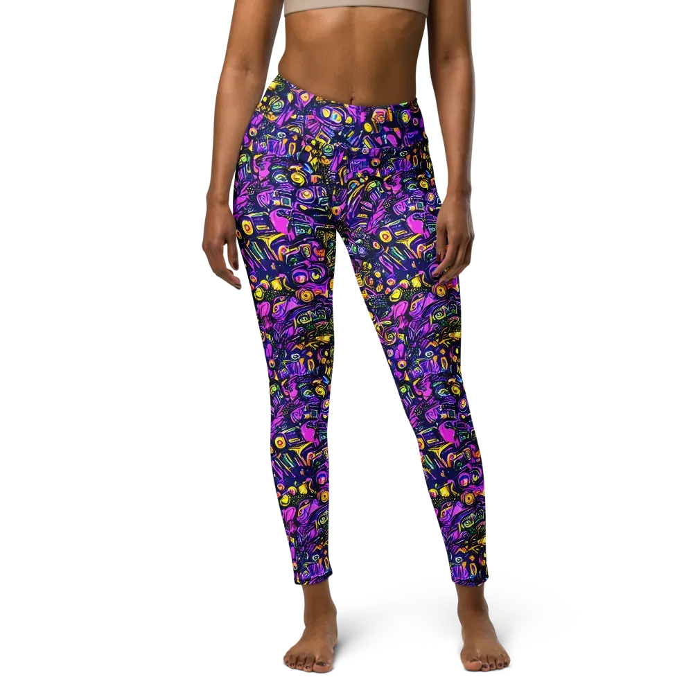 Magenta Voltage on Yoga Leggings — Front