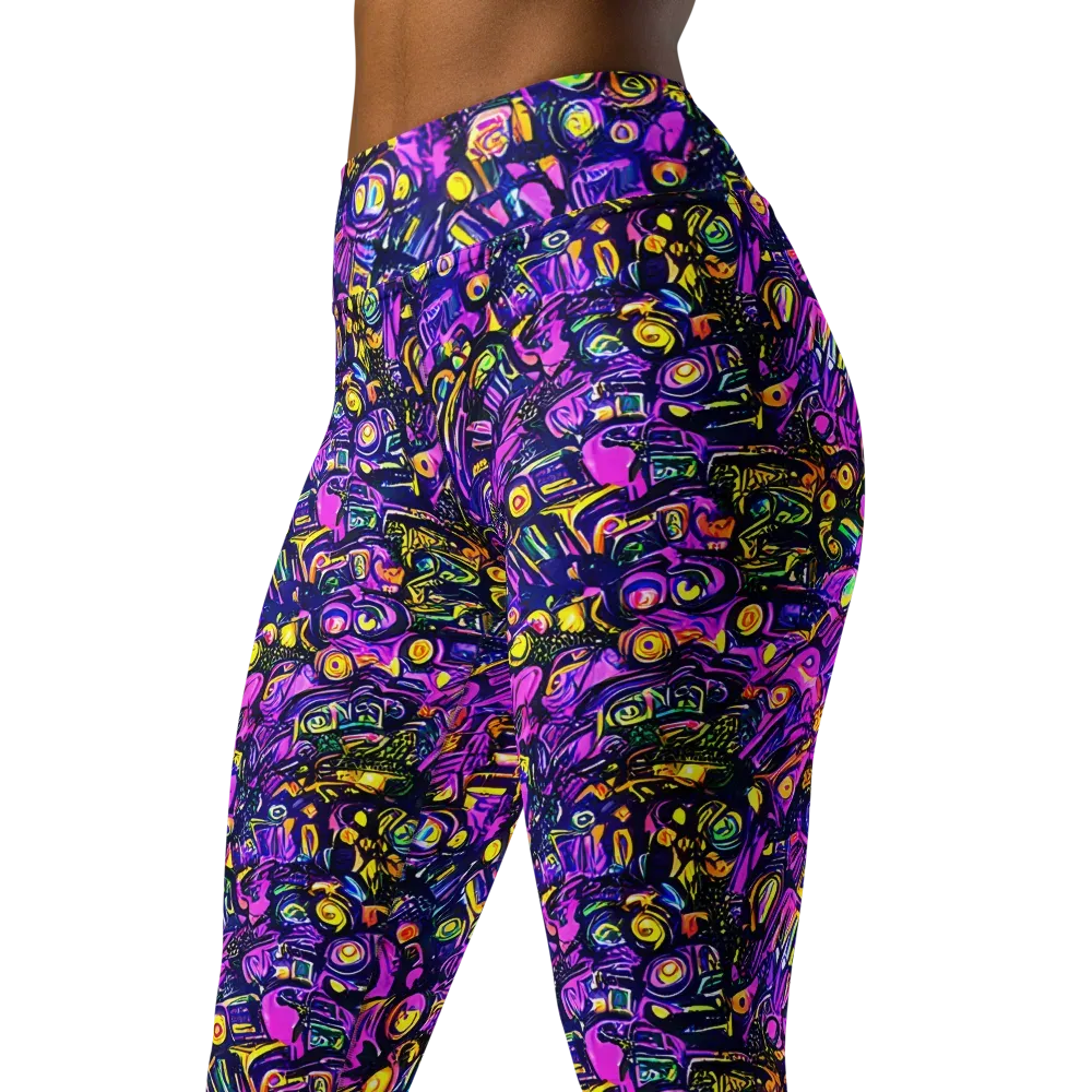 Magenta Voltage on Yoga Leggings — Left Front