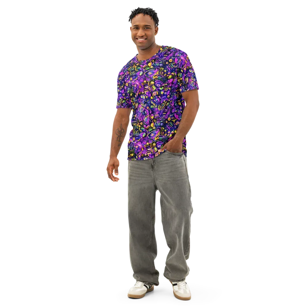 Magenta Voltage on Men's Cotton Crew Neck T-Shirt — Front