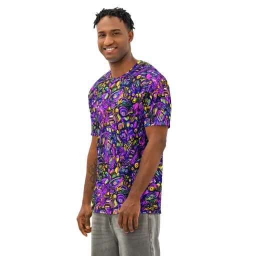 Magenta Voltage on a Men's Cotton Crew Neck T-Shirt