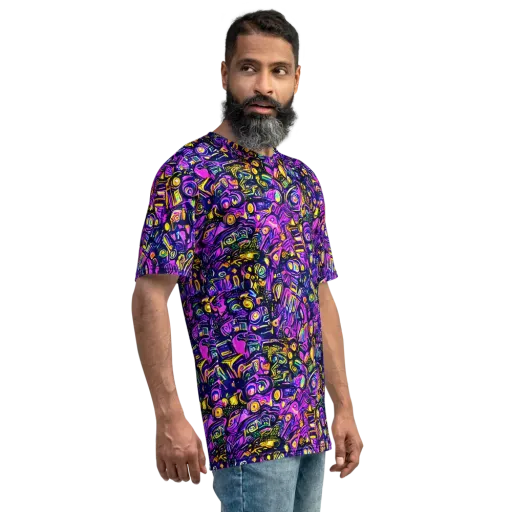 Magenta Voltage on a Men's Crew Neck T-Shirt