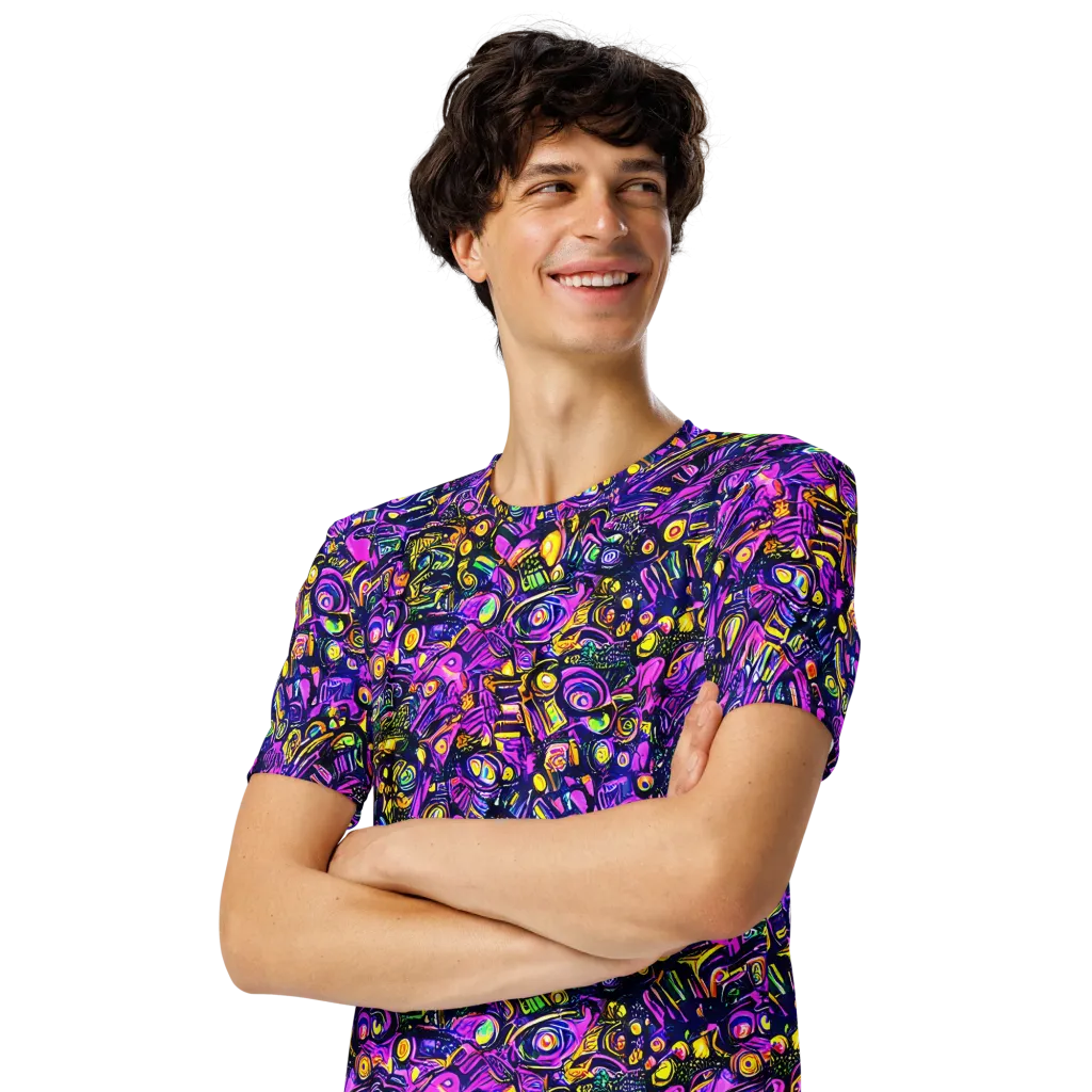 Magenta Voltage on Men's Crew Neck T-Shirt — Left Front