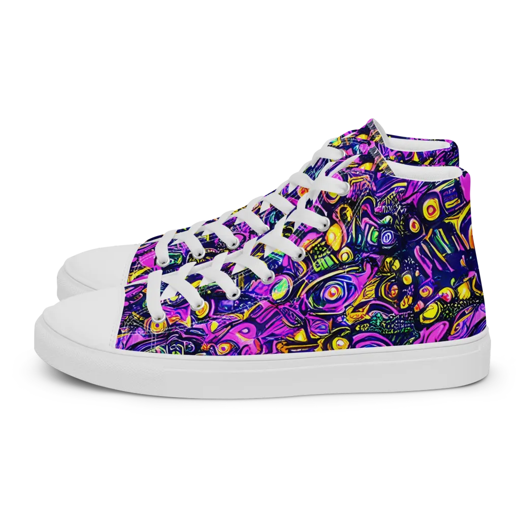 Magenta Voltage on Men's High Top Canvas Shoes — Left