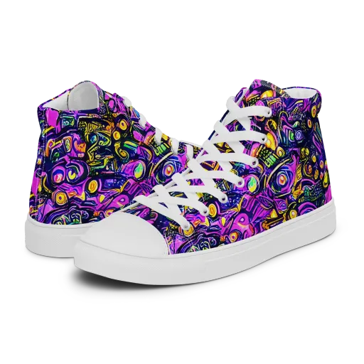 Magenta Voltage on a Men's High Top Canvas Shoes