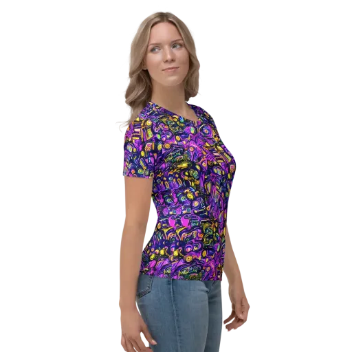 Magenta Voltage on a Women's Crew Neck T-Shirt