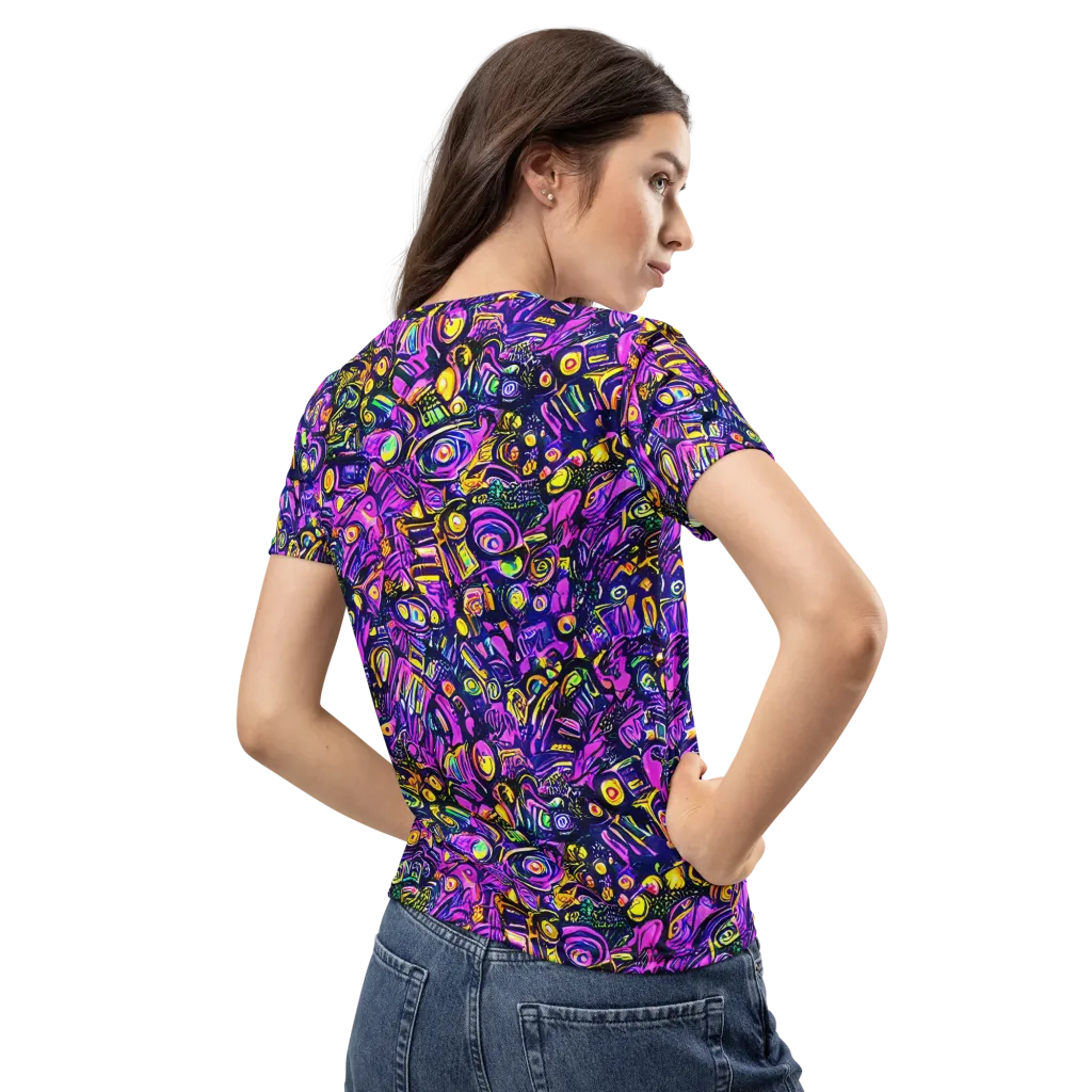 Magenta Voltage on Women's Crew Neck T-Shirt — Back