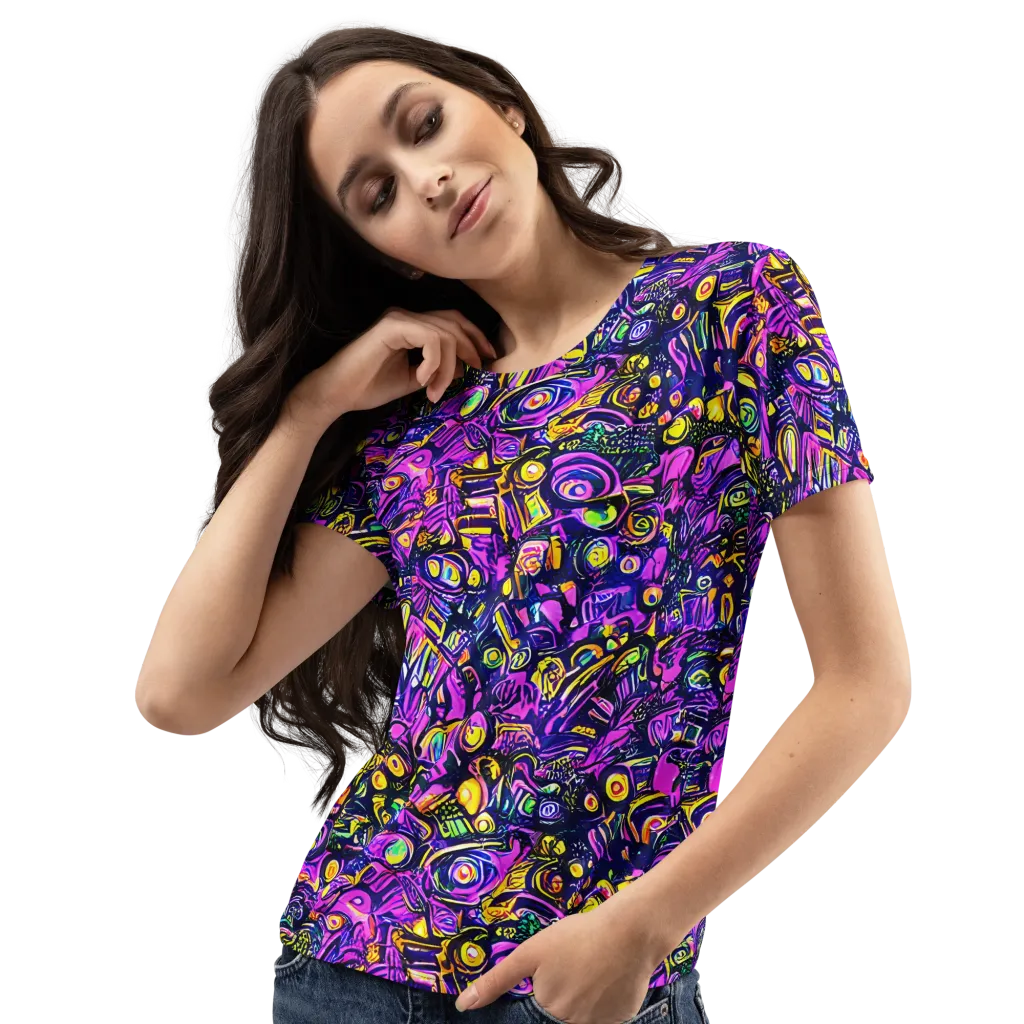 Magenta Voltage on Women's Crew Neck T-Shirt — Left Front