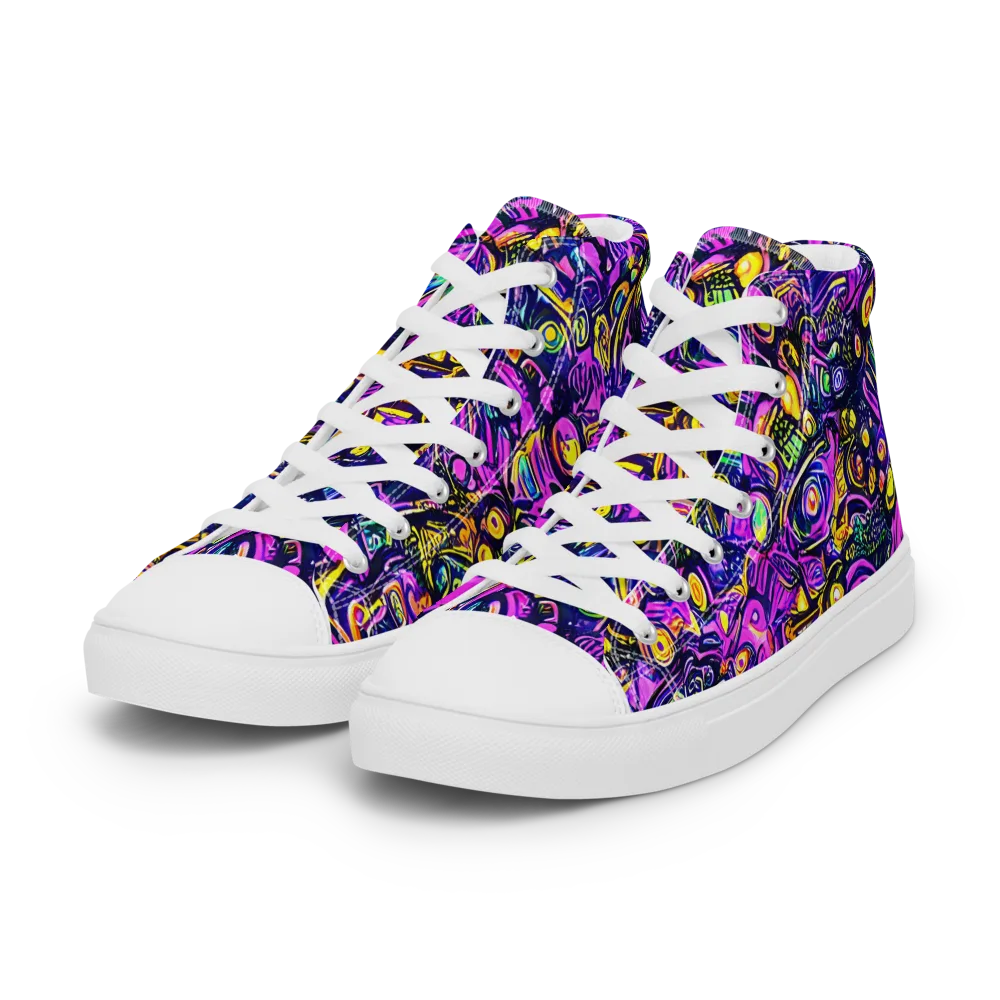 Magenta Voltage on Women's High Top Canvas Shoes — Left Front