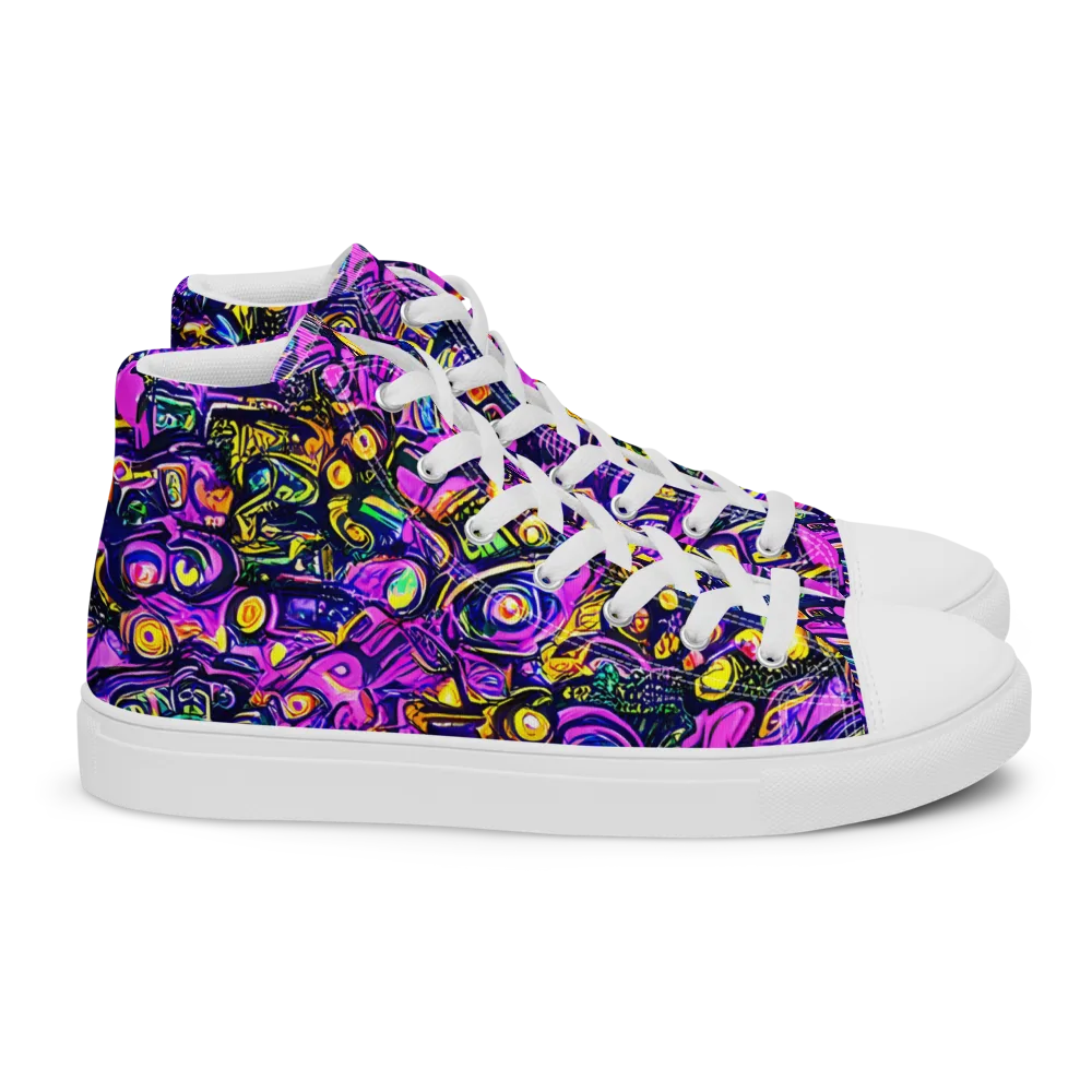 Magenta Voltage on Women's High Top Canvas Shoes — Right