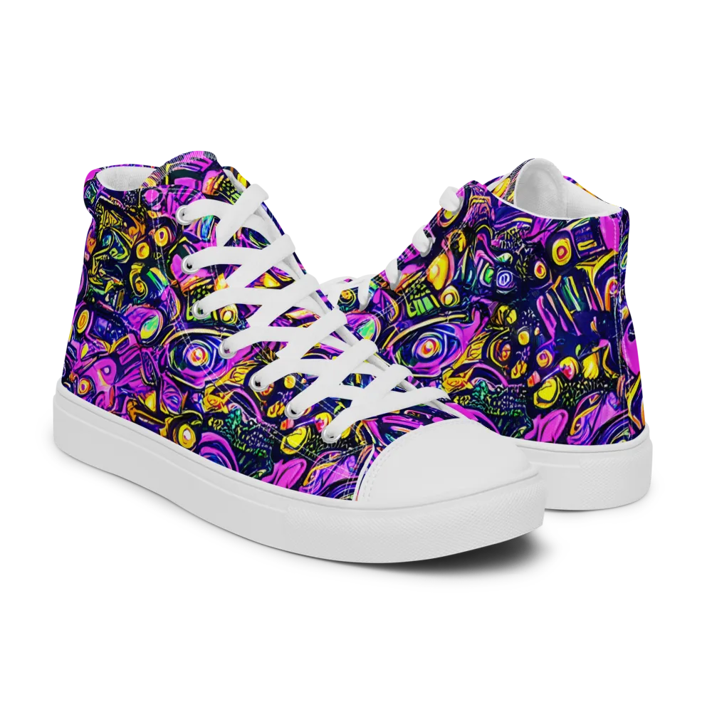 Magenta Voltage on Women's High Top Canvas Shoes — Right