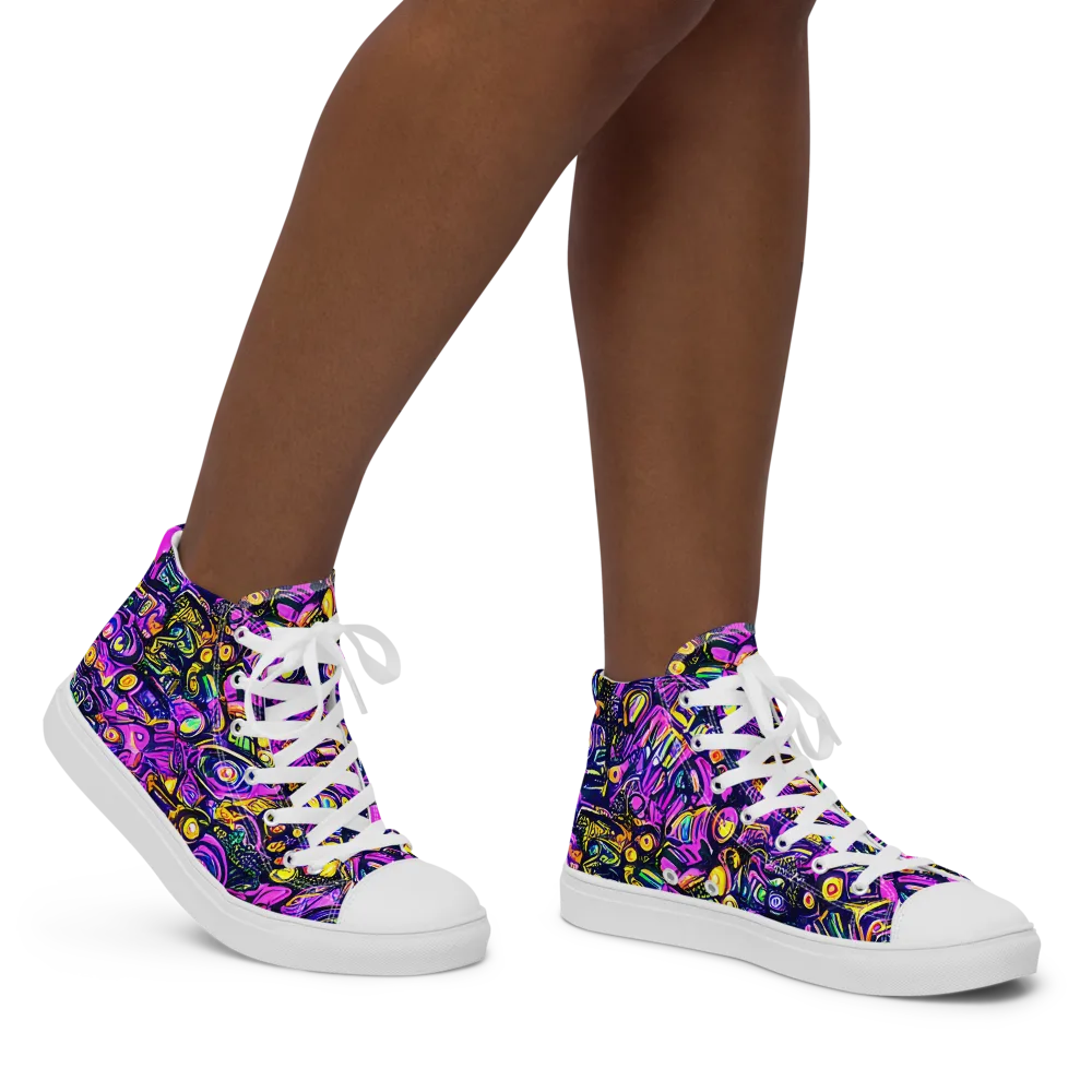 Magenta Voltage on Women's High Top Canvas Shoes — Right