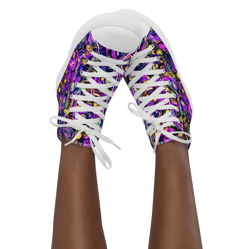 Magenta Voltage on Women's High Top Canvas Shoes — Front