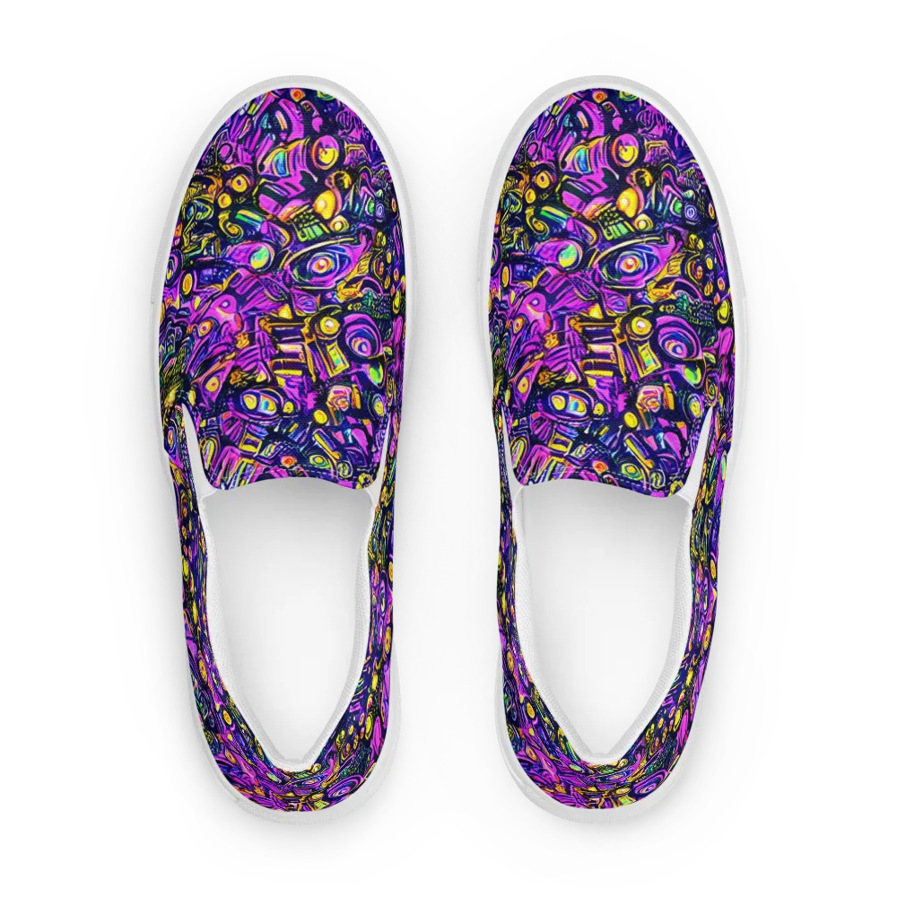 Magenta Voltage on Men's Slip-On Canvas Shoes — Front