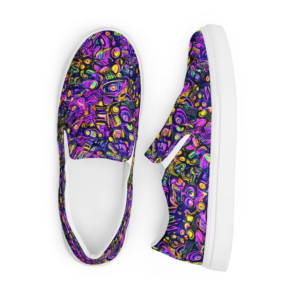 Magenta Voltage on Men's Slip-On Canvas Shoes — Front
