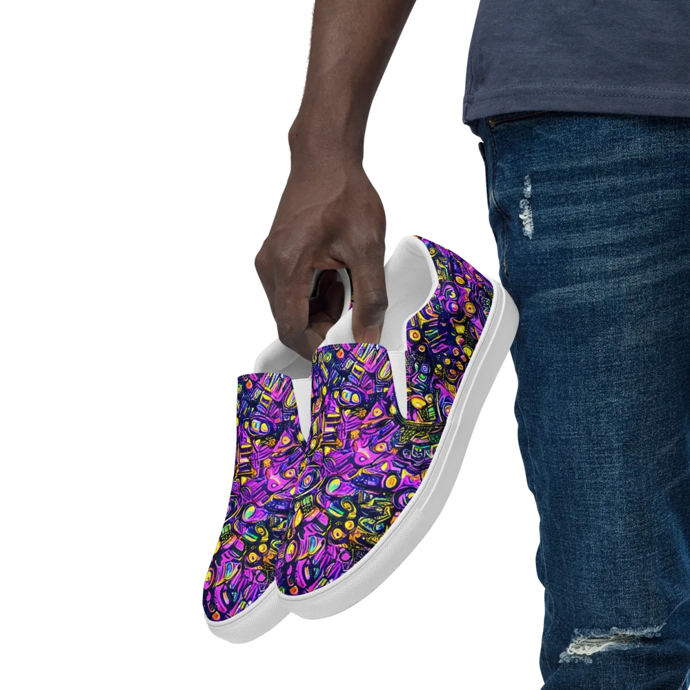 Magenta Voltage on Men's Slip-On Canvas Shoes — Left Front