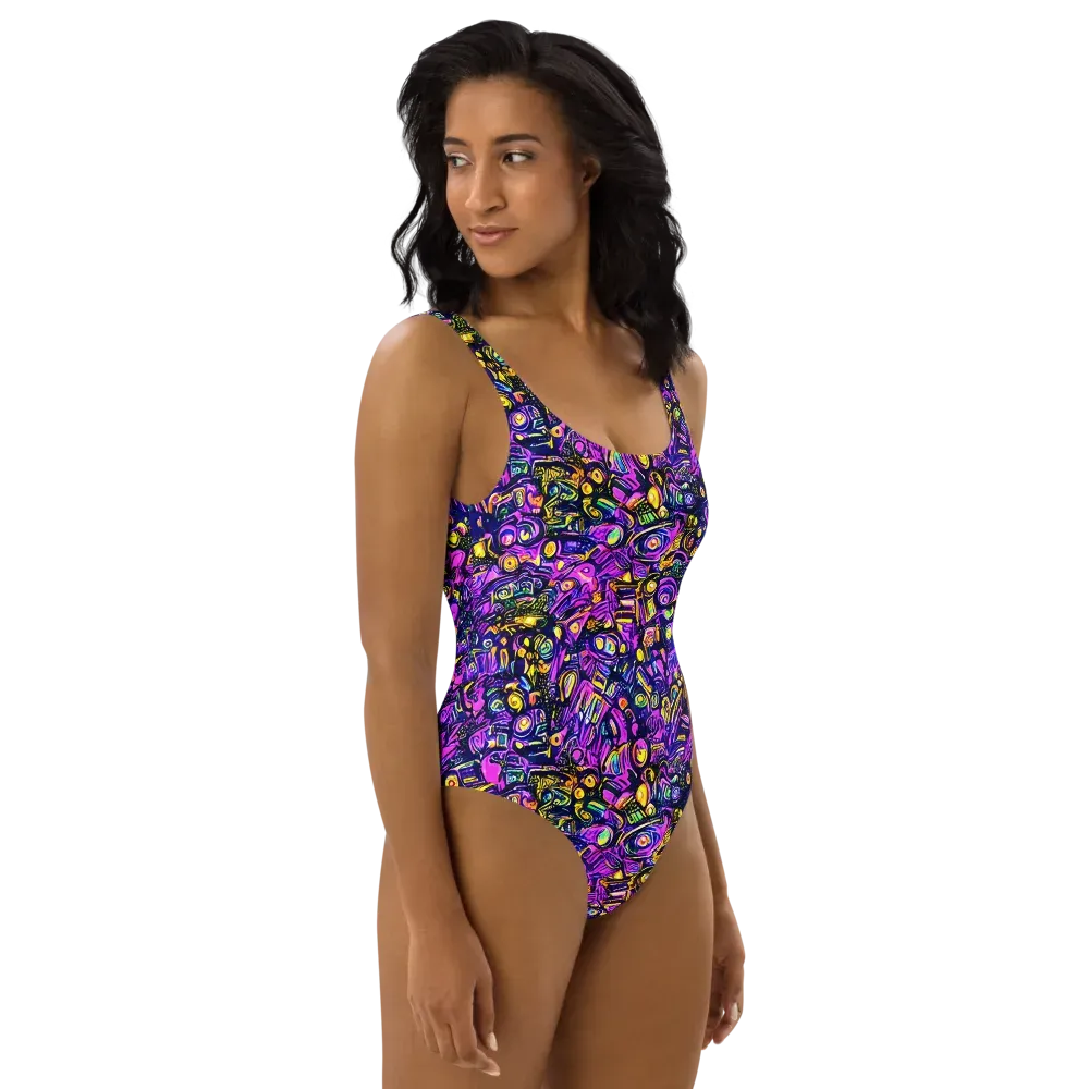 Magenta Voltage on One-Piece Swimsuit — Right