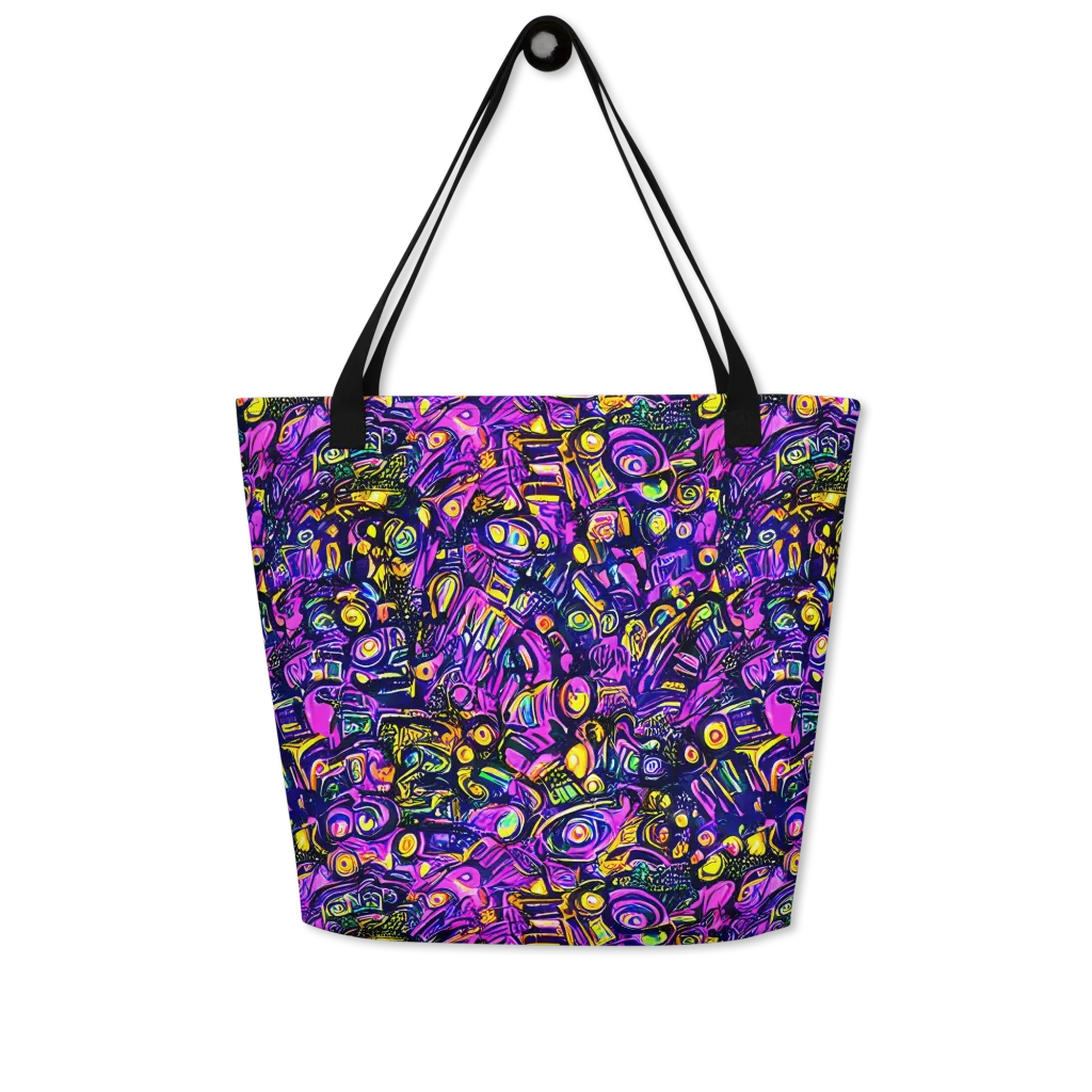 Magenta Voltage on Large Tote Bag W/ Pocket — Front