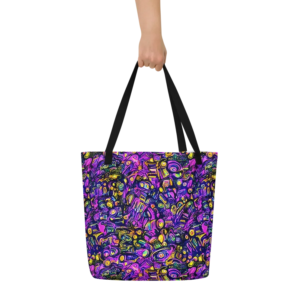 Magenta Voltage on Large Tote Bag W/ Pocket — Front