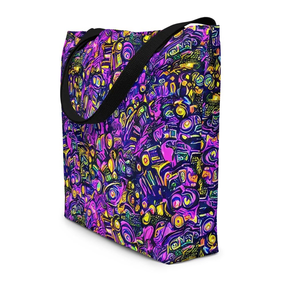 Magenta Voltage on Large Tote Bag W/ Pocket — Front