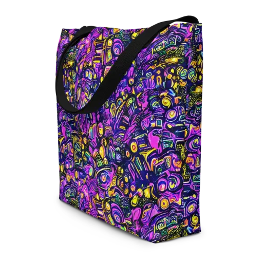 Magenta Voltage on a Large Tote Bag W/ Pocket