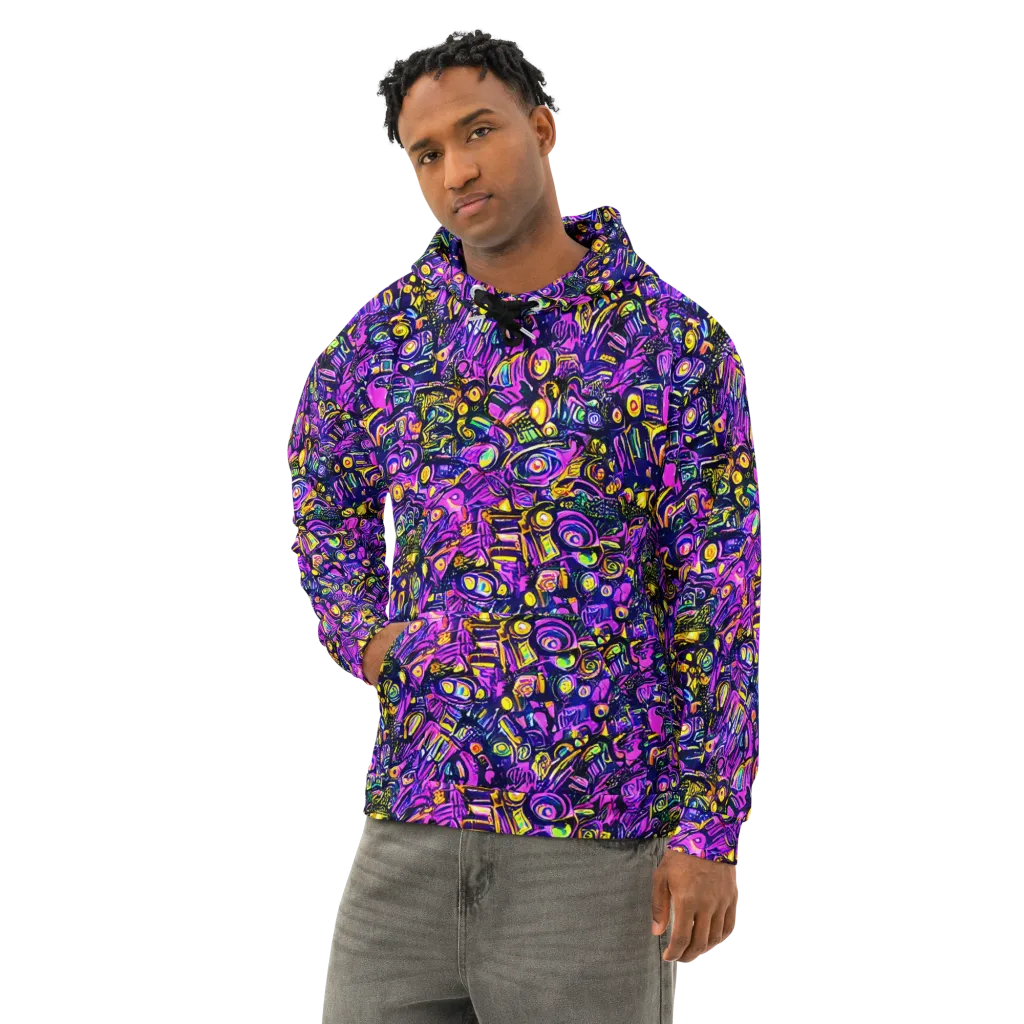 Magenta Voltage on Cotton Hoodie — Left Front