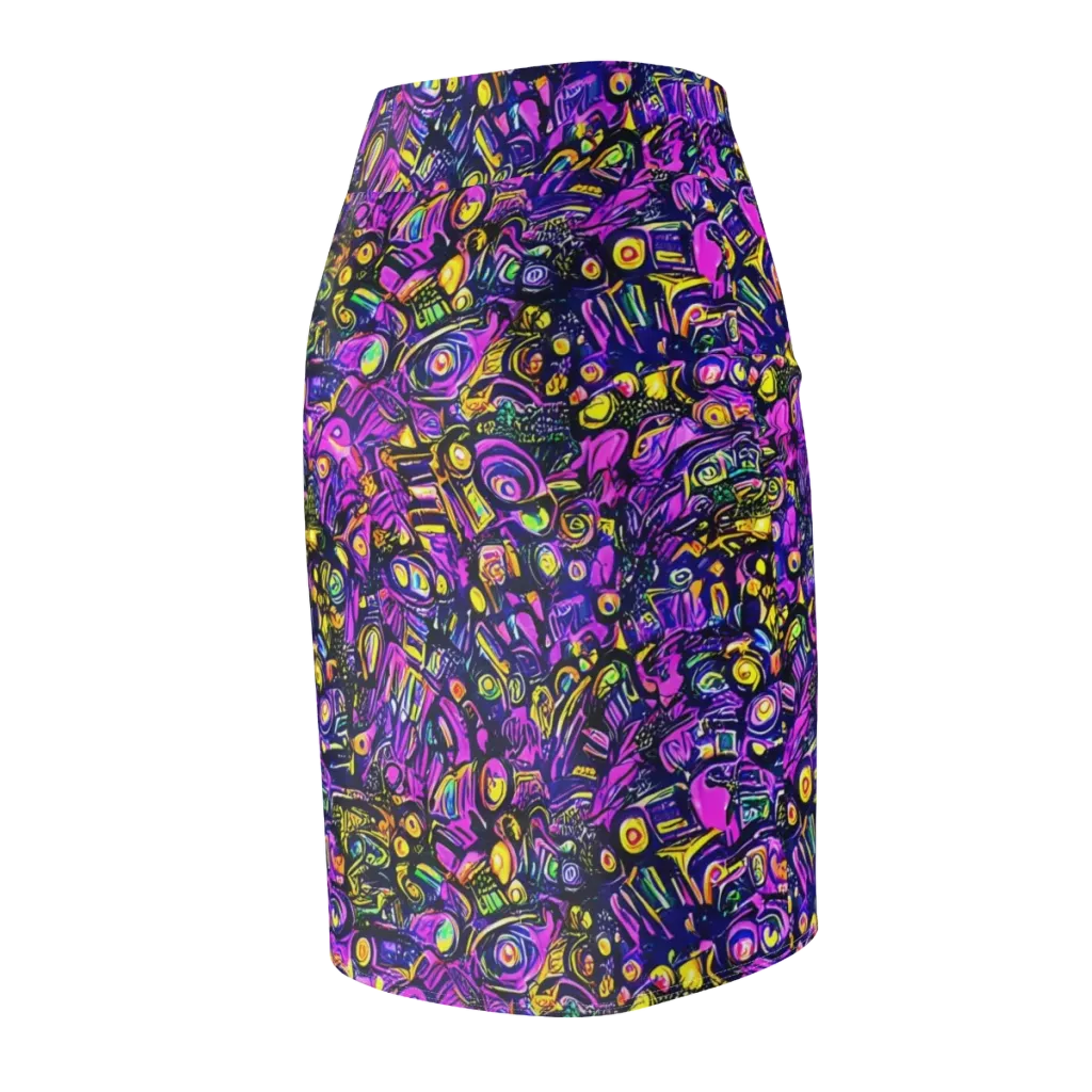 Magenta Voltage on Pencil Skirt — Back Side