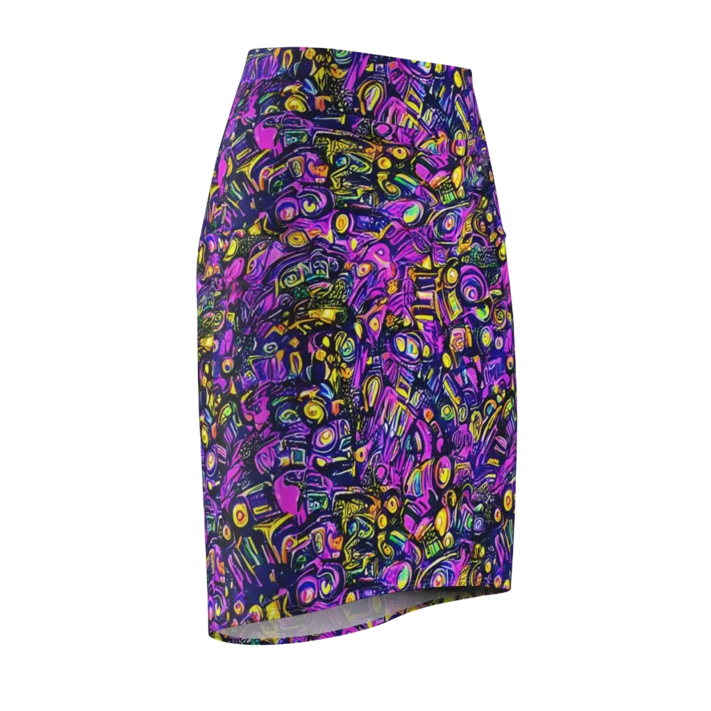 Magenta Voltage on Pencil Skirt — Front Side
