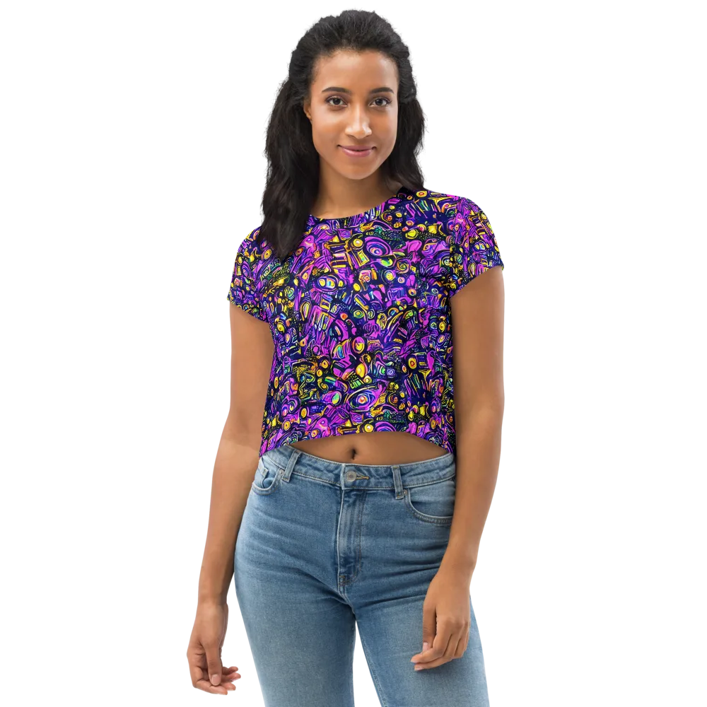 Magenta Voltage on Crop Tee — Front