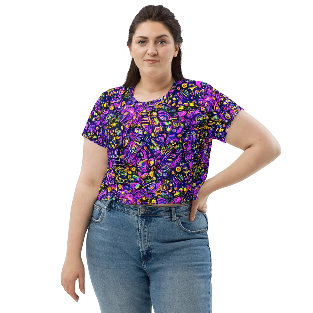 Magenta Voltage on Crop Tee — Front