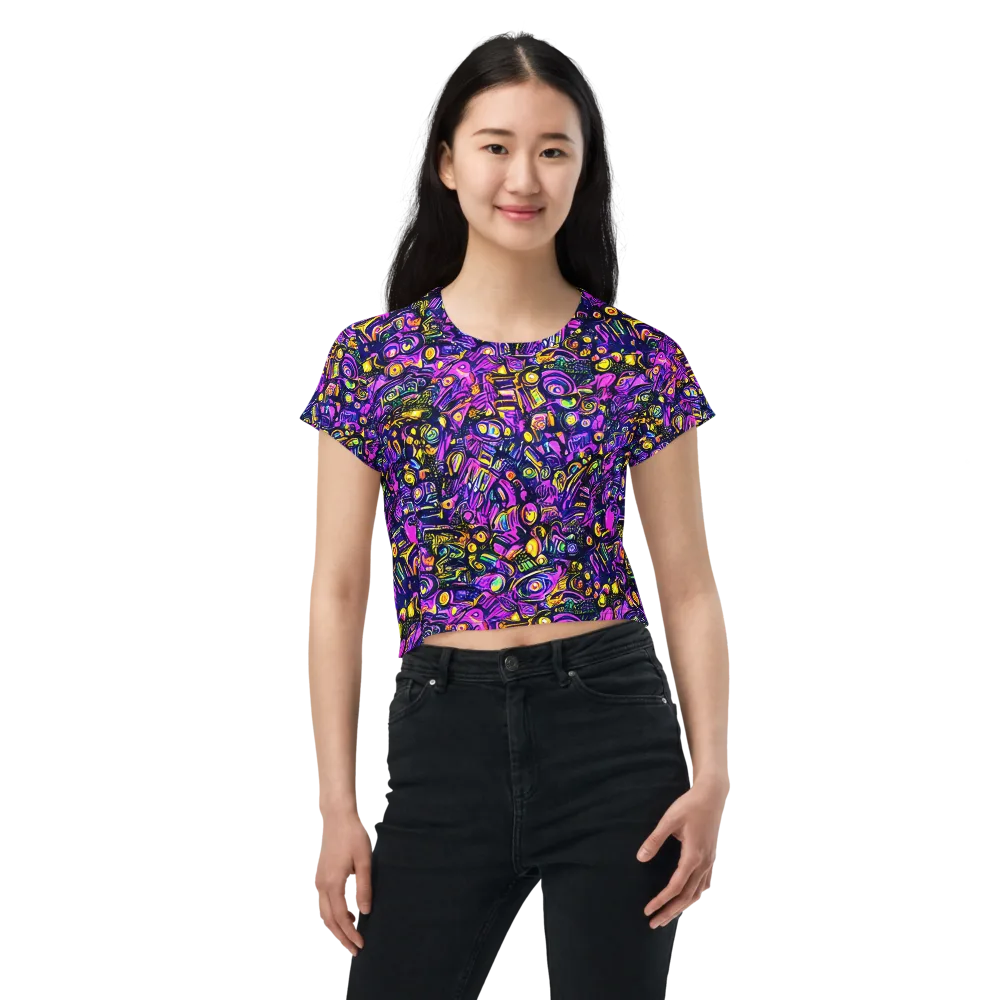 Magenta Voltage on Crop Tee — Front