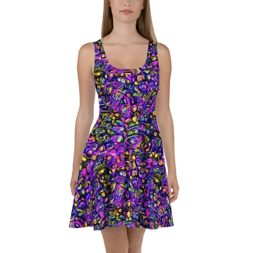 Magenta Voltage on a Skater Dress