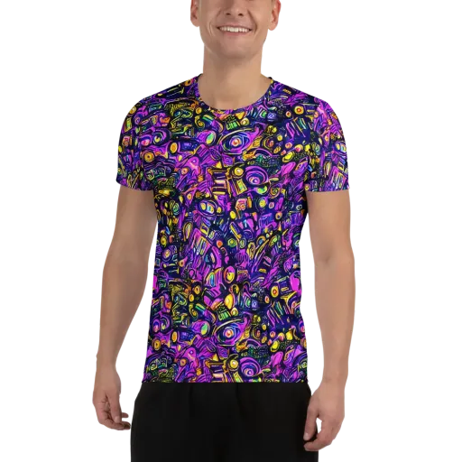 Magenta Voltage on a Men's Athletic T-Shirt