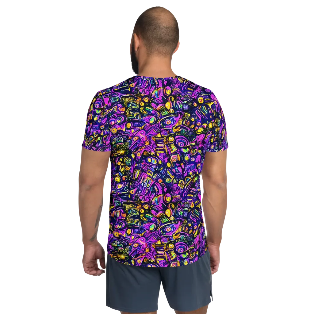Magenta Voltage on Men's Athletic T-Shirt — Back