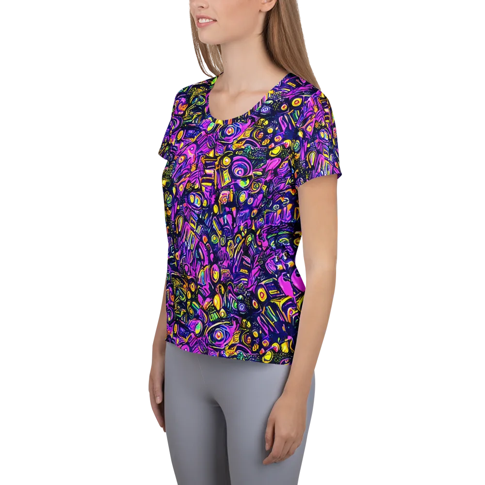 Magenta Voltage on Women's Athletic T-Shirt — Left
