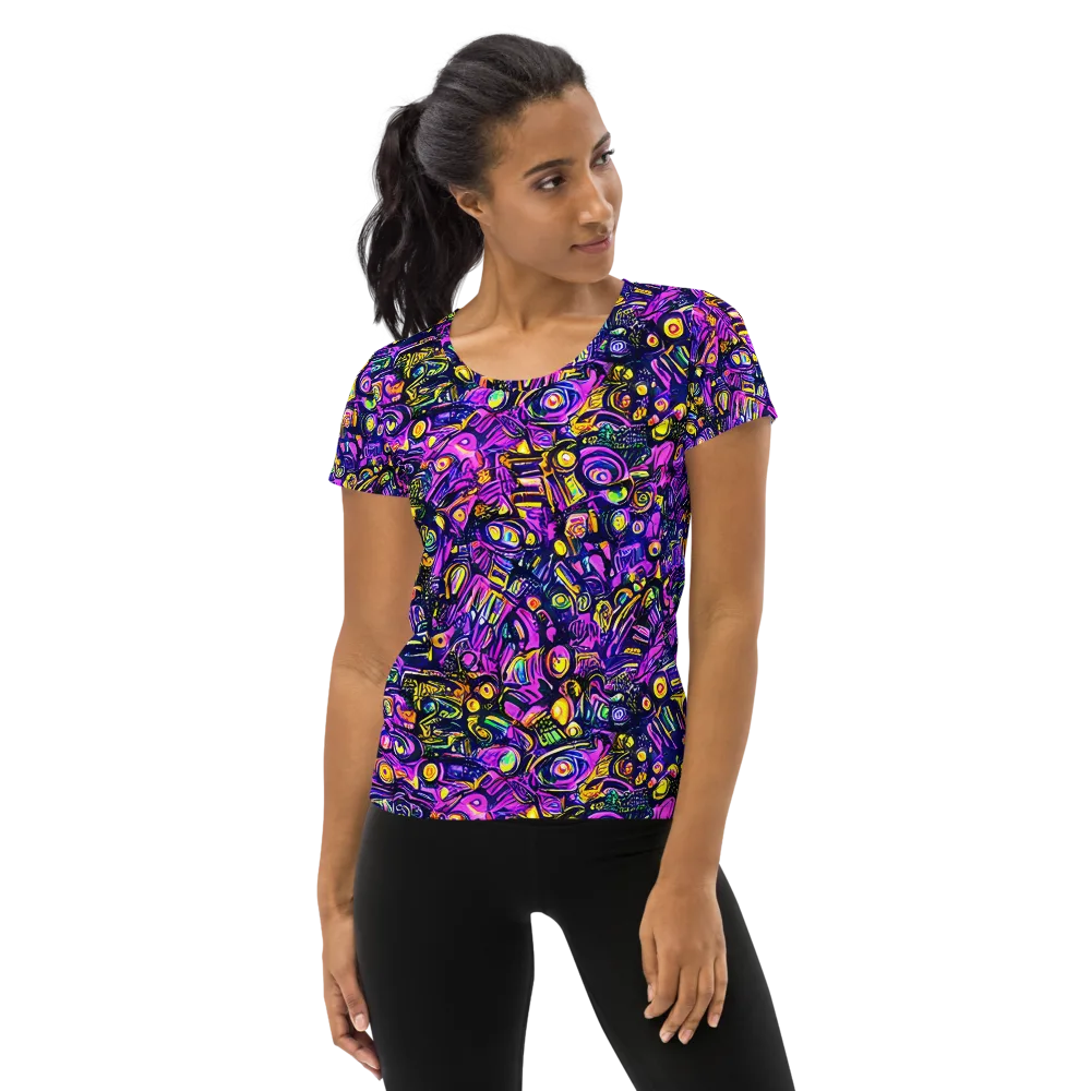Magenta Voltage on Women's Athletic T-Shirt — Front