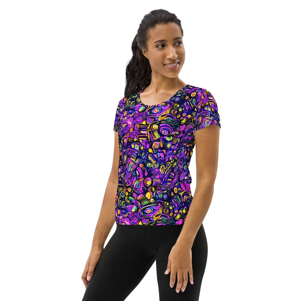Magenta Voltage on Women's Athletic T-Shirt — Left