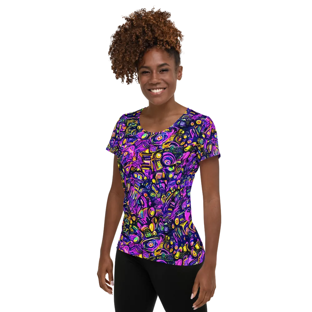 Magenta Voltage on Women's Athletic T-Shirt — Left