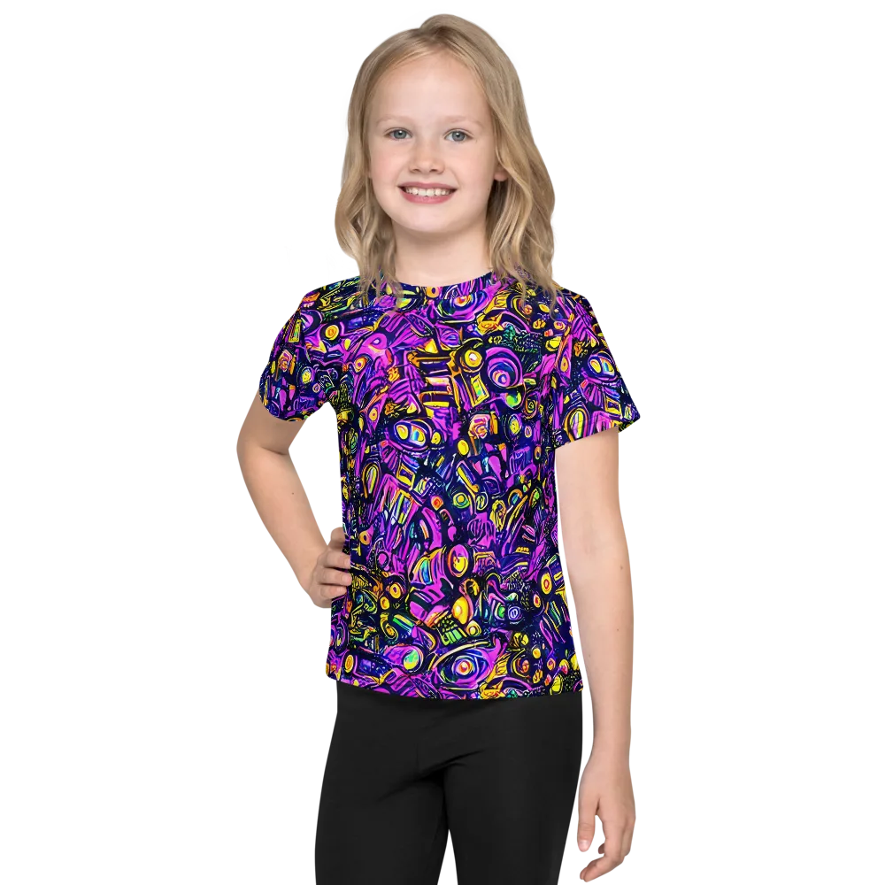Magenta Voltage on Kids Crew Neck T-Shirt — Front