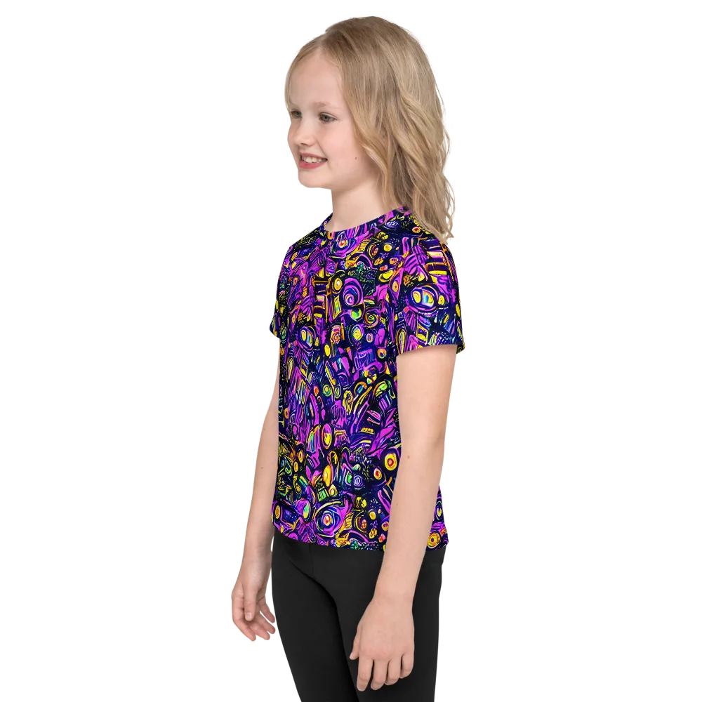 Magenta Voltage on Kids Crew Neck T-Shirt — Left