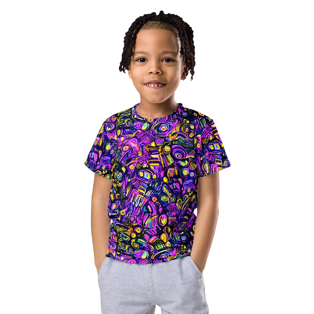 Magenta Voltage on Kids Crew Neck T-Shirt — Front