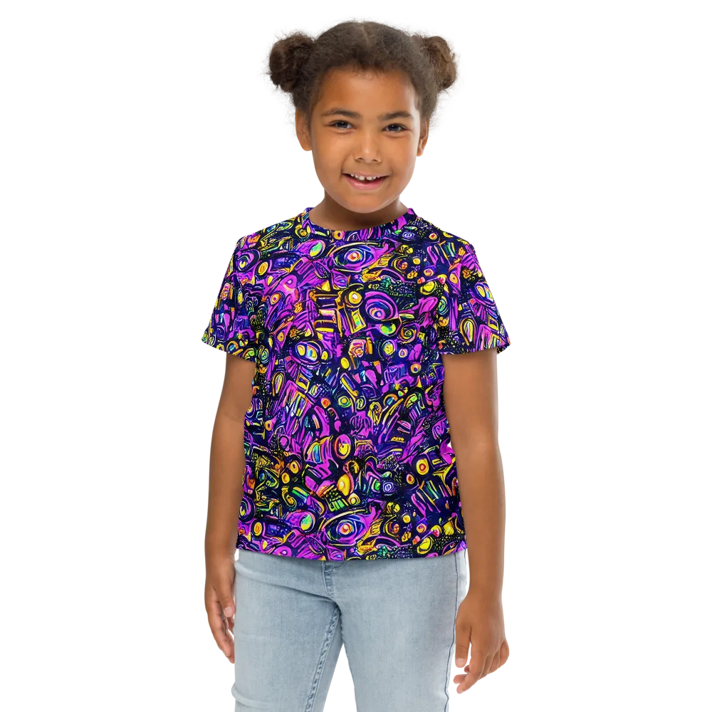 Magenta Voltage on Kids Crew Neck T-Shirt — Front
