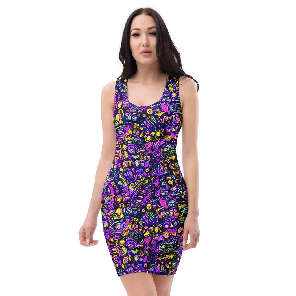 Magenta Voltage on Bodycon Dress — Front