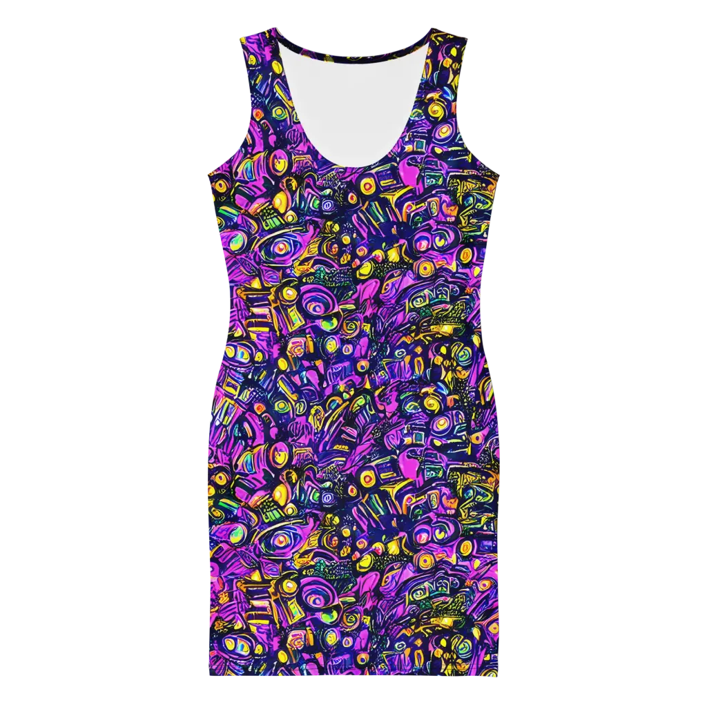 Magenta Voltage on Bodycon Dress — Front
