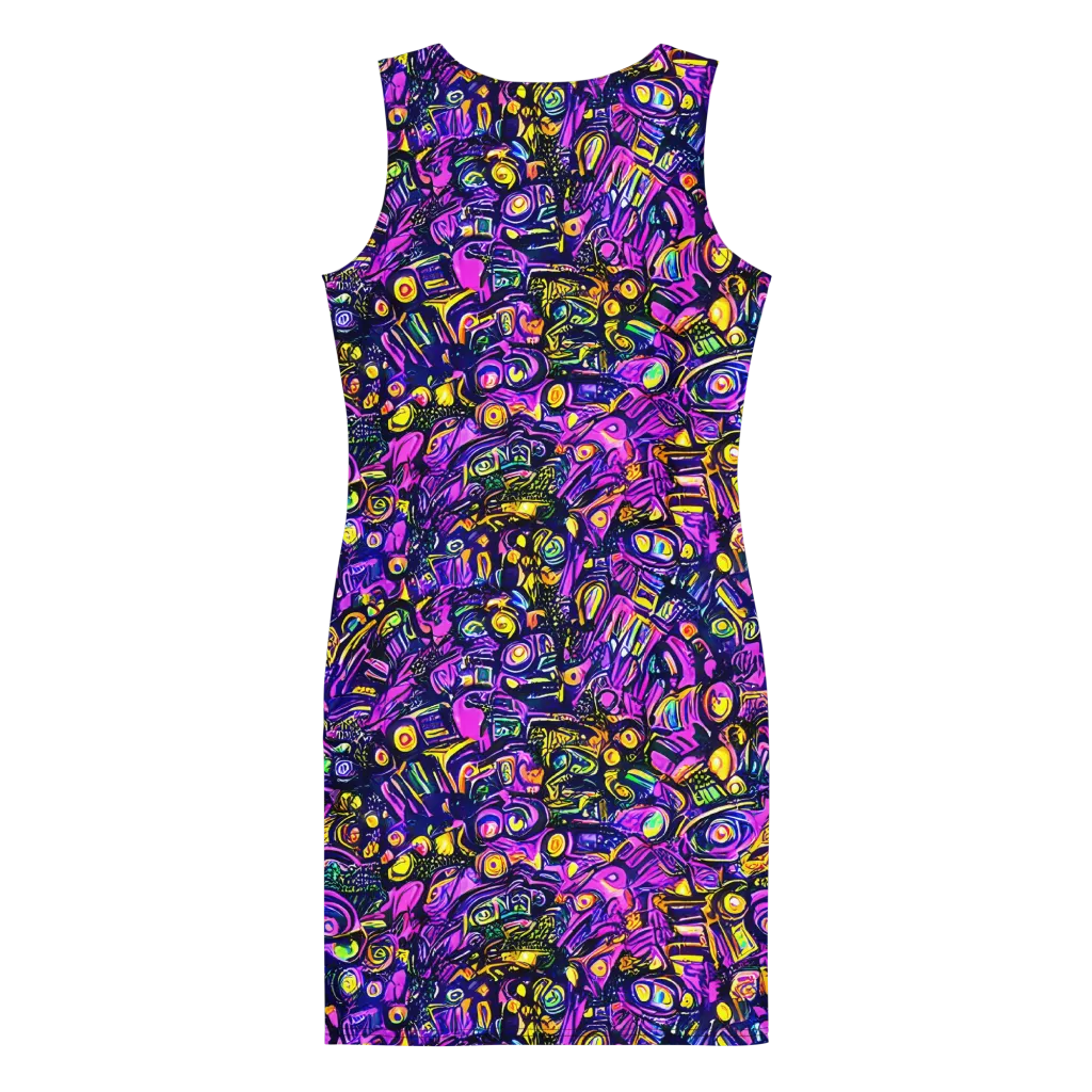 Magenta Voltage on Bodycon Dress — Back
