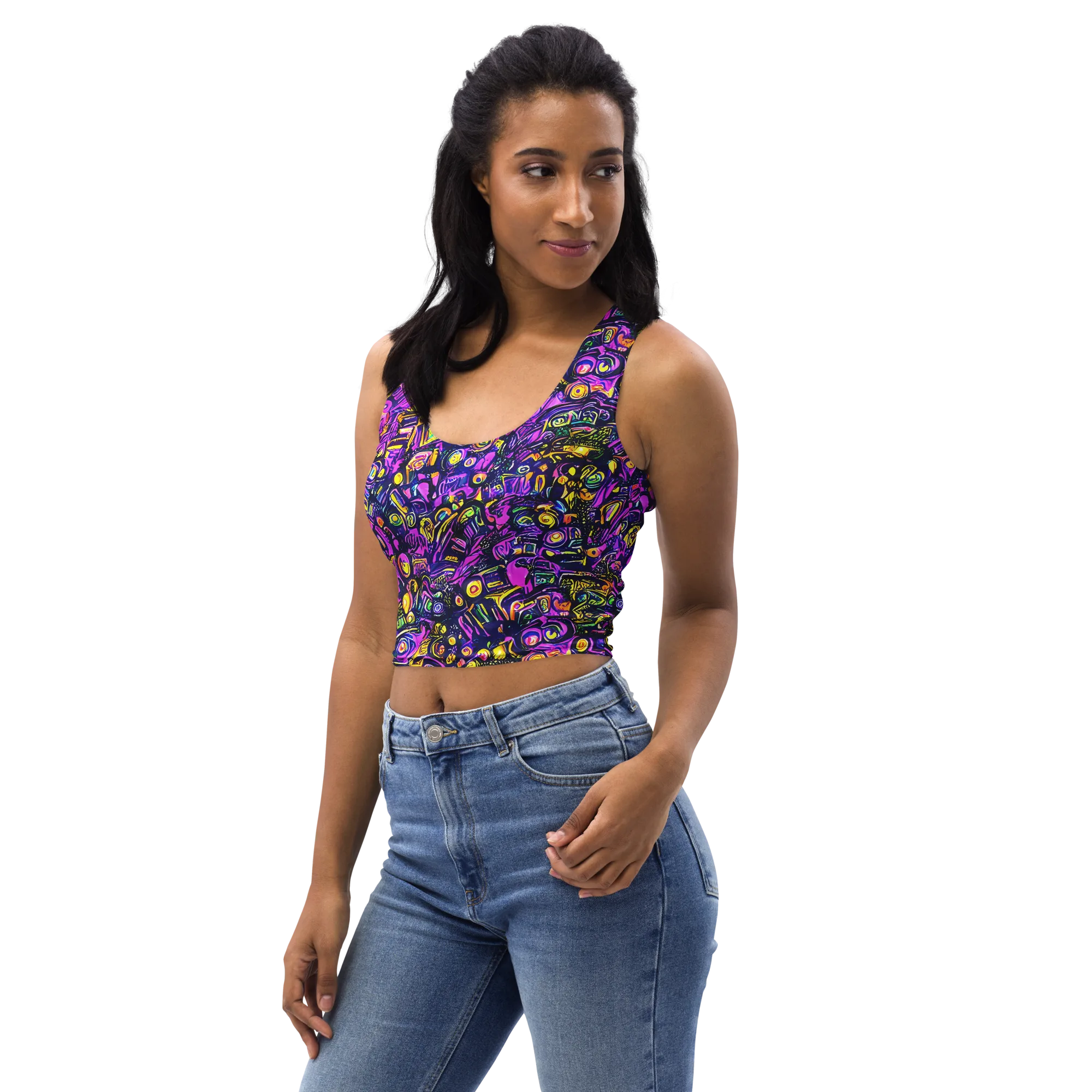 Magenta Voltage on Crop Top — Left Front