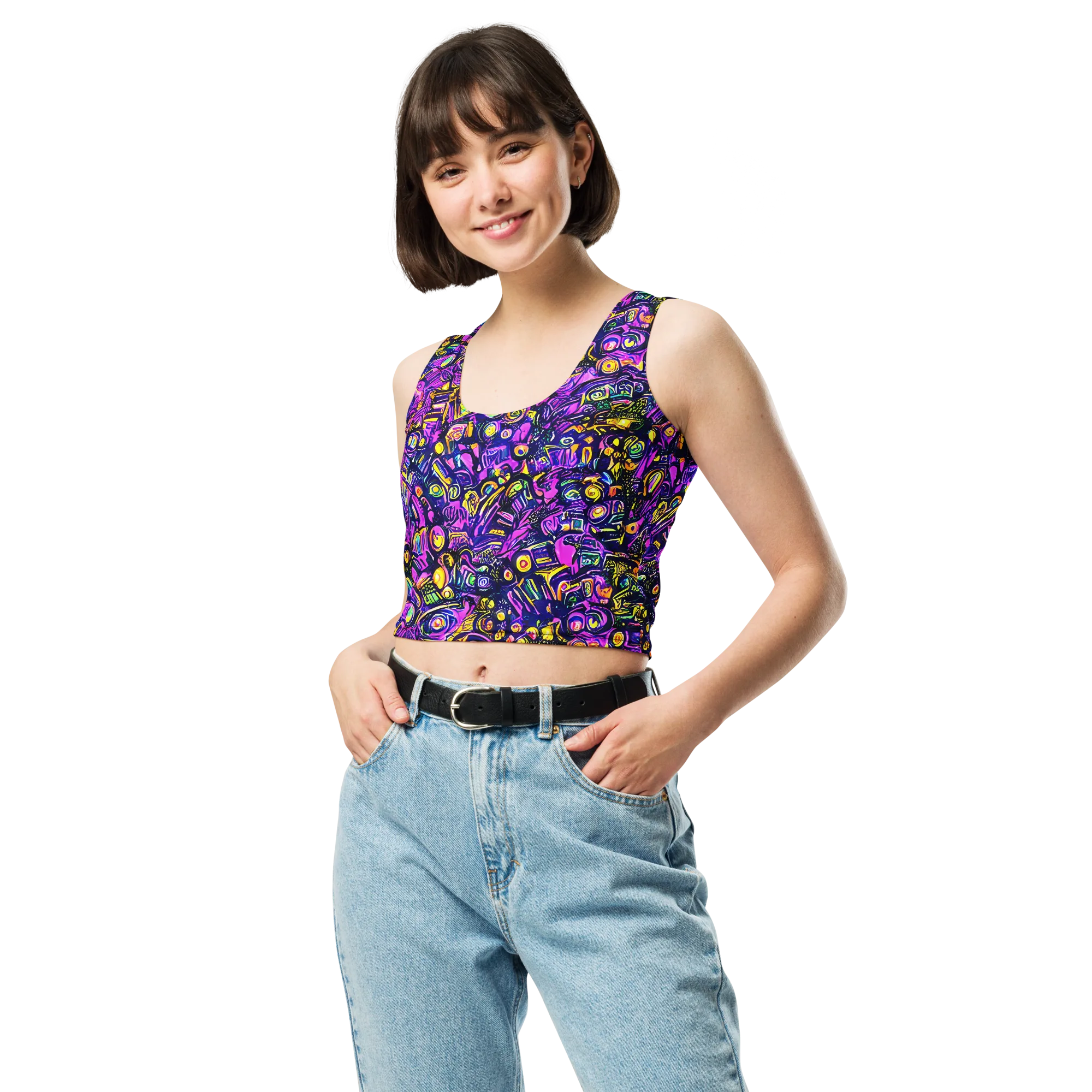 Magenta Voltage on Crop Top — Front