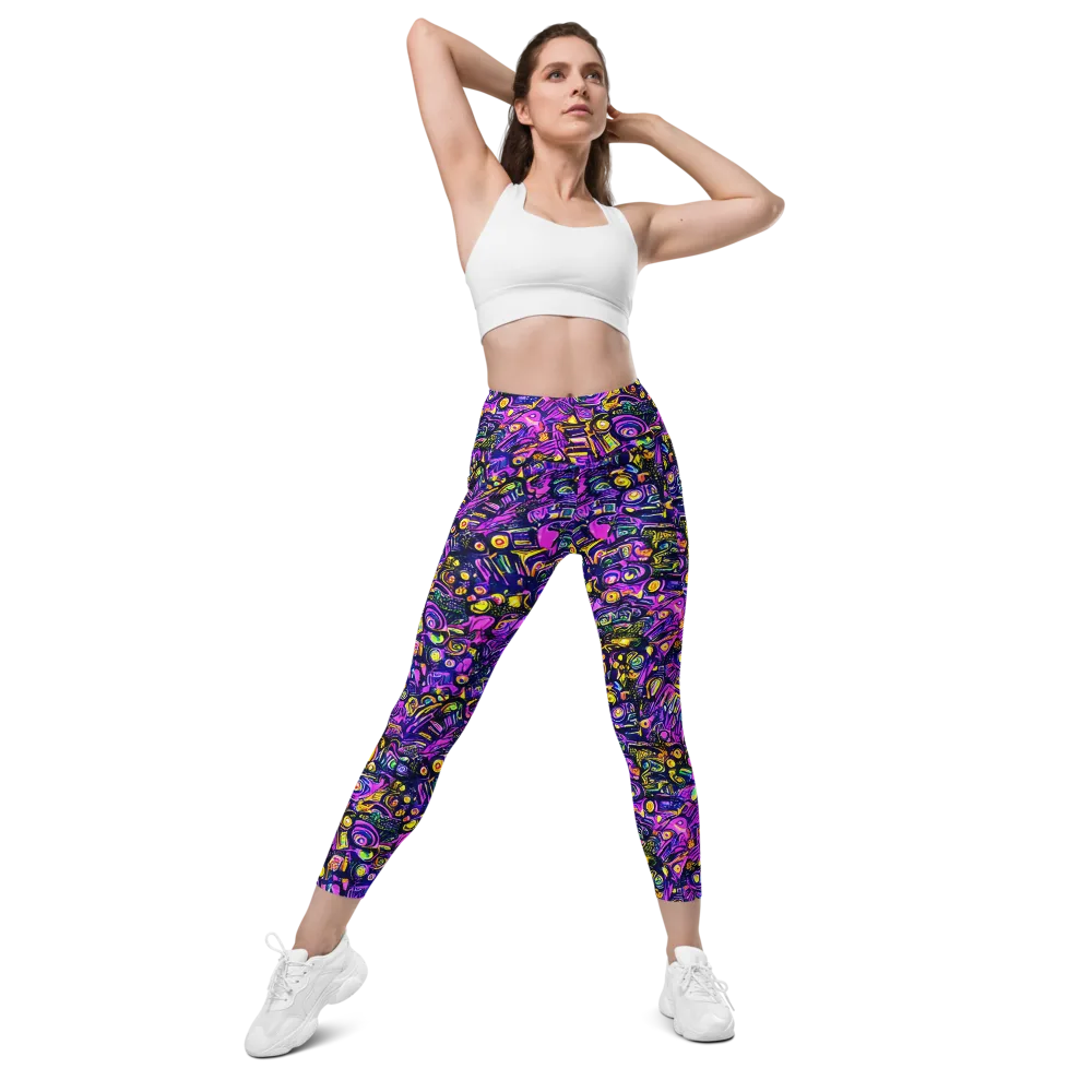 Magenta Voltage on Leggings with Pockets — Front