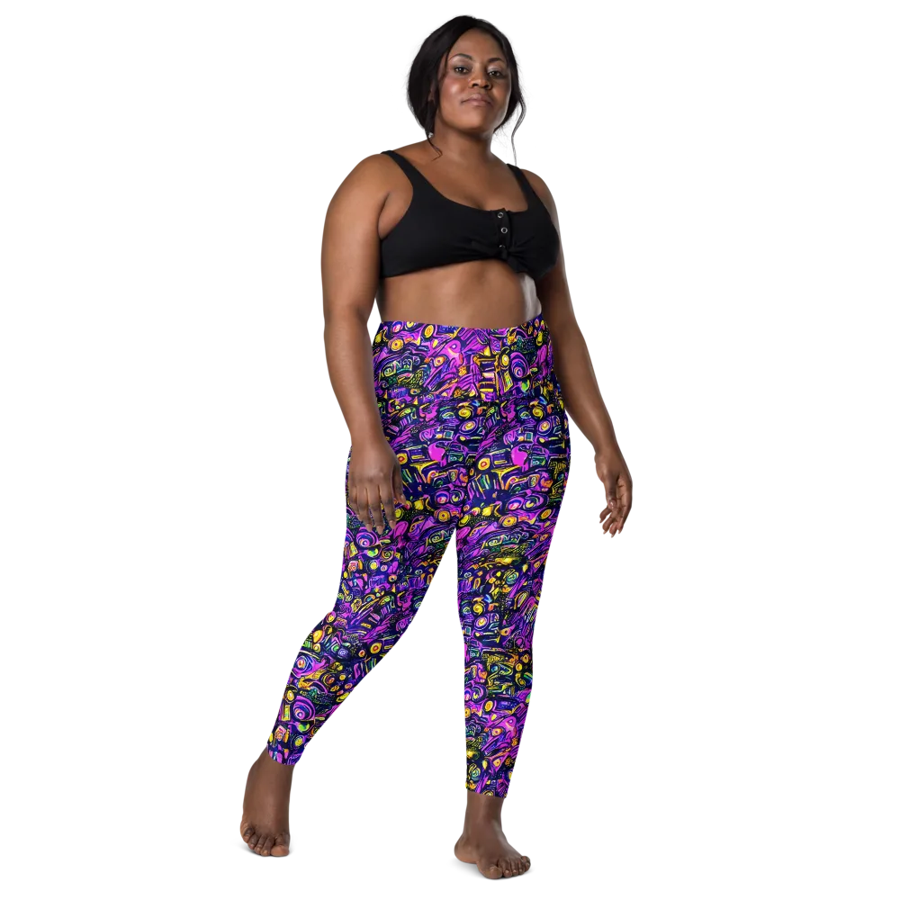 Magenta Voltage on Leggings with Pockets — Front